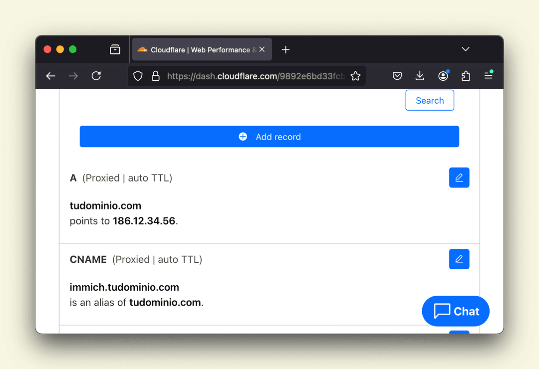 Configuraciones de DNS en Cloudflare