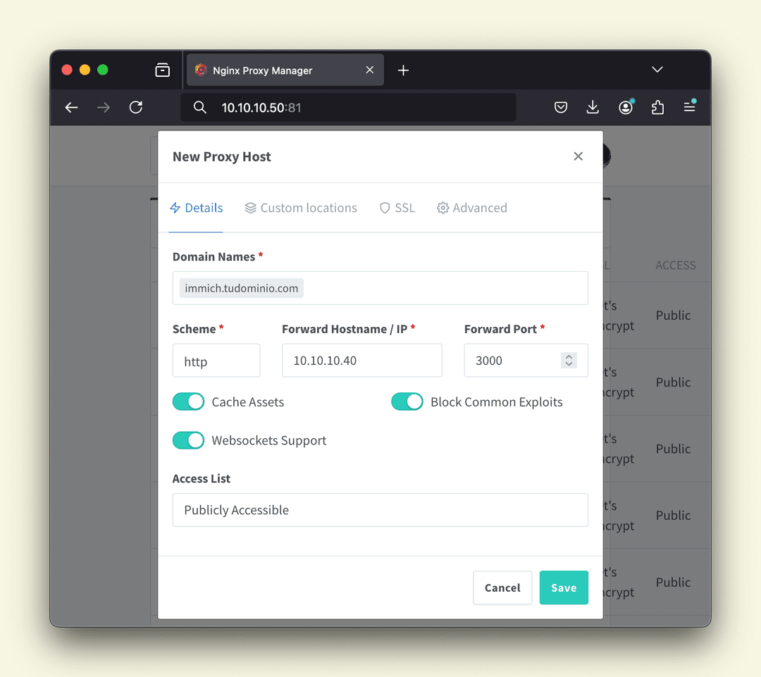 Configuración de host en NPM